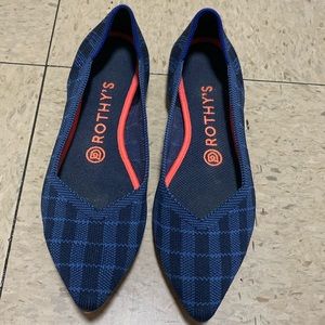 Rothy’s Point Size 7.5 blue plaid orange colors